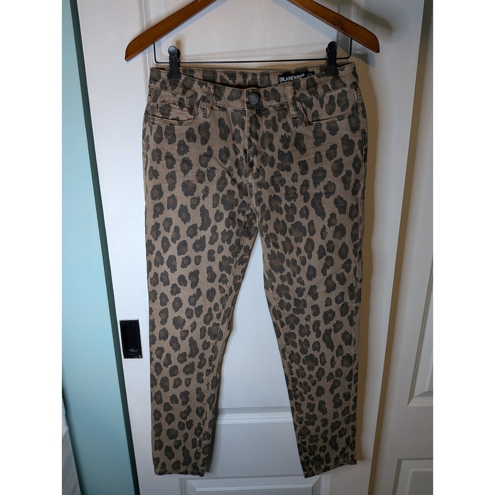 BlankNYC The Reade Crop Skinny Jeans Leopard Animal Print Tan Brown Size 28